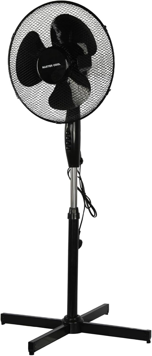 16 Inch Pedestal Fan 3 Speed Oscillating Standing Floor Airflow | Adjustable Extendable Tilt Quiet 40W Home Office Living Room Cooling