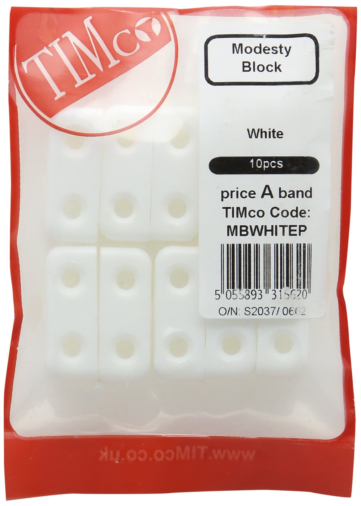 TIMco MBWHITEP Modesty Block - White (10-Piece) (Box of 10)