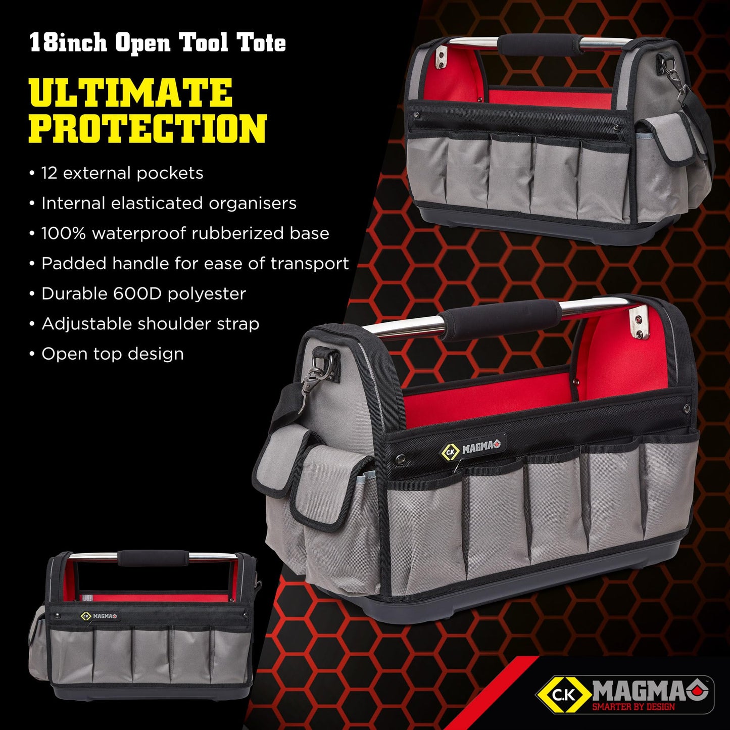 Best Price Square OPEN TOOL TOTE, 18", POLYESTER MA2636 By CK MAGMA