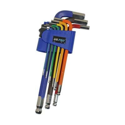 US Pro 9pc Multicoloured Metric Long Ball end Hex Key Set 1633