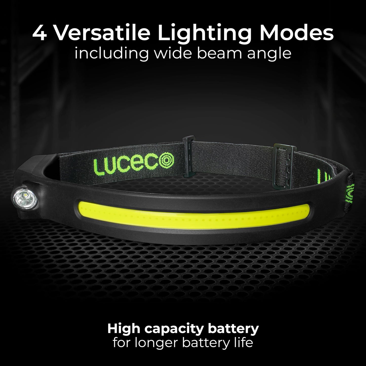 Luceco LED Flexible Head Torch with USB and PIR Motion Sensor, 4 Light Modes, Adjustable, Rechargeable, Suitable for Hard Hats, Inspection Lights, 5W, 350lm, 6500K, LILHF35P65