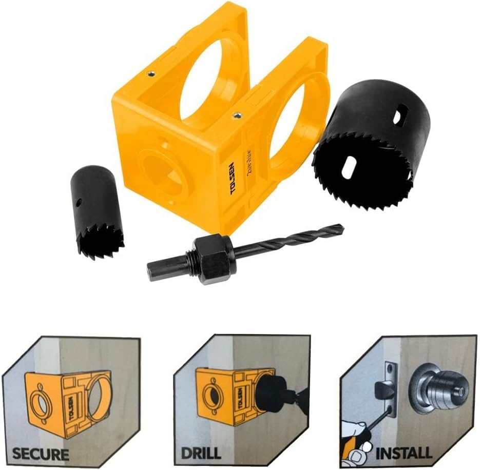 Tolsen Door Lock Installation Kit, Yellow, Set of 25 Pieces