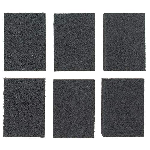 Coral 74300 Essentials Abrasive Sanding Sponge Blocks with Wet or Dry Fine Medium and Coarse Grits 6 Piece Pack Set, Black, Set of 6