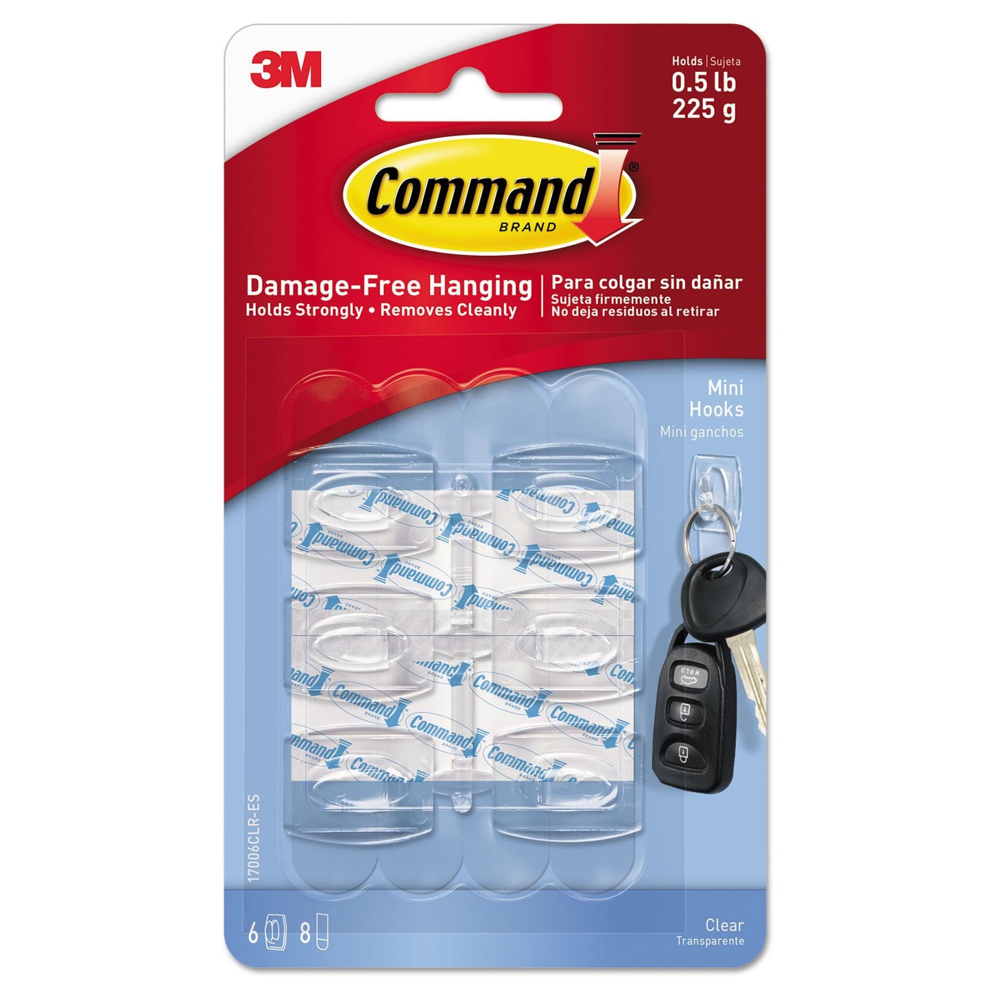 Command Mini Clear Hooks with Clear Strips for Hanging