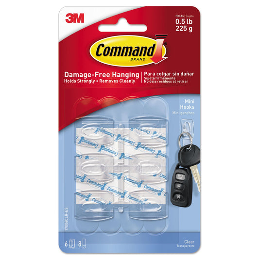 Command Mini Clear Hooks with Clear Strips for Hanging