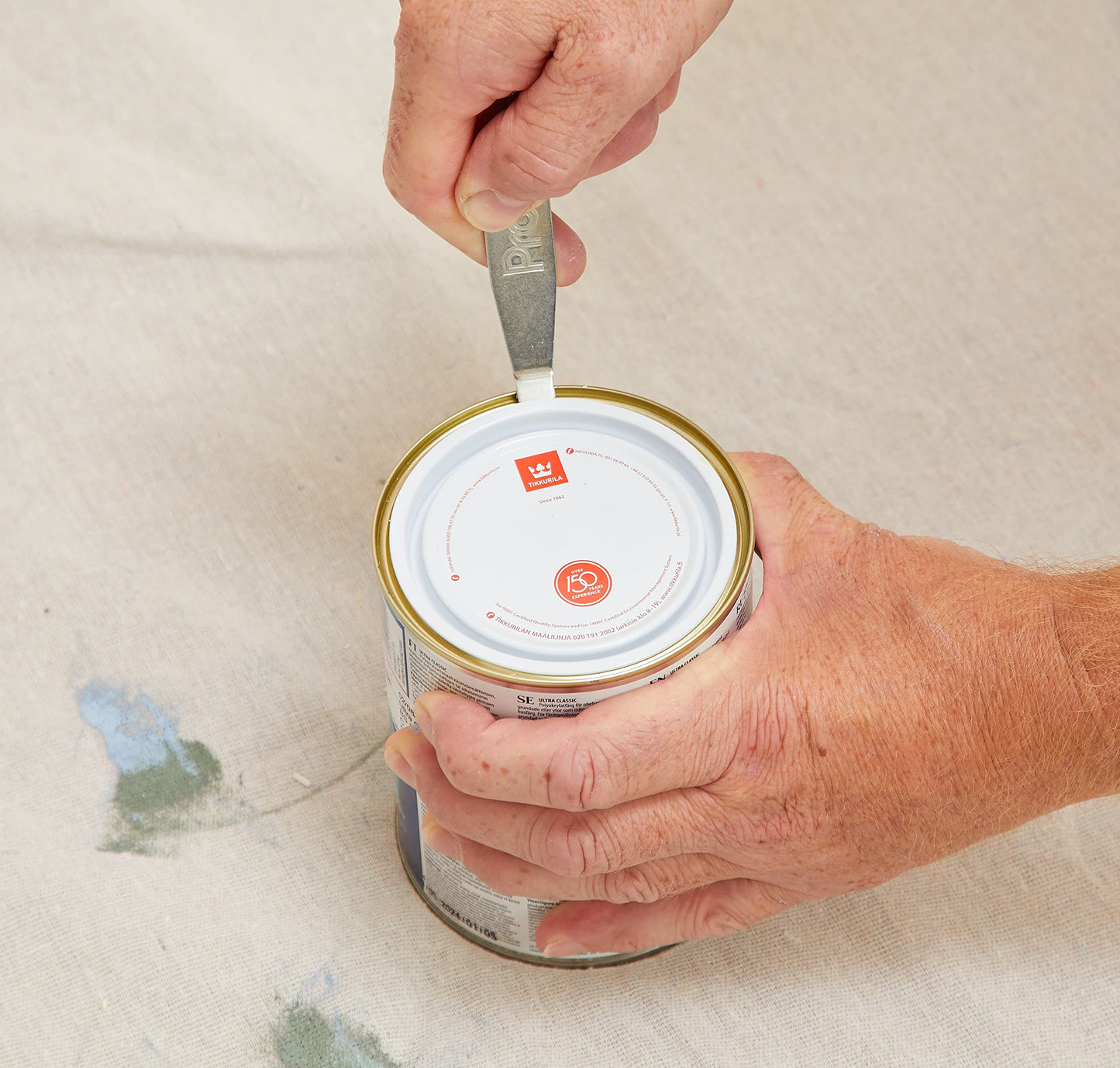 ProDec Universal Paint Tin Can Opener for Quick and Easy Opening of All Metal and Plastic Paint Tins, Robust Steel Construction, Compatible with All Sizes of Cans