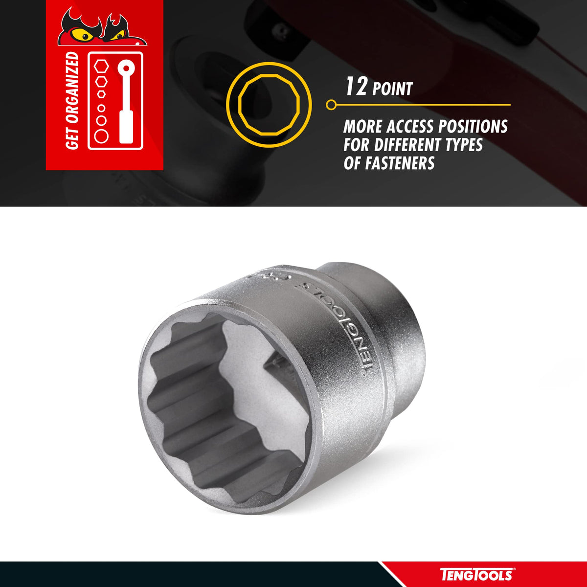 Teng M120508-C Regular Bi Hexagon Socket 8mm 1/2in Square Drive