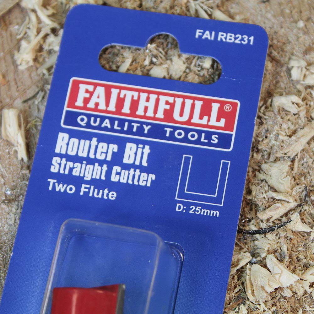 Faithfull FAIRB26 Oberfräsen-Bit, TC, zweischneidig, 1/4 Zoll, 12 mm, Rot/Silber