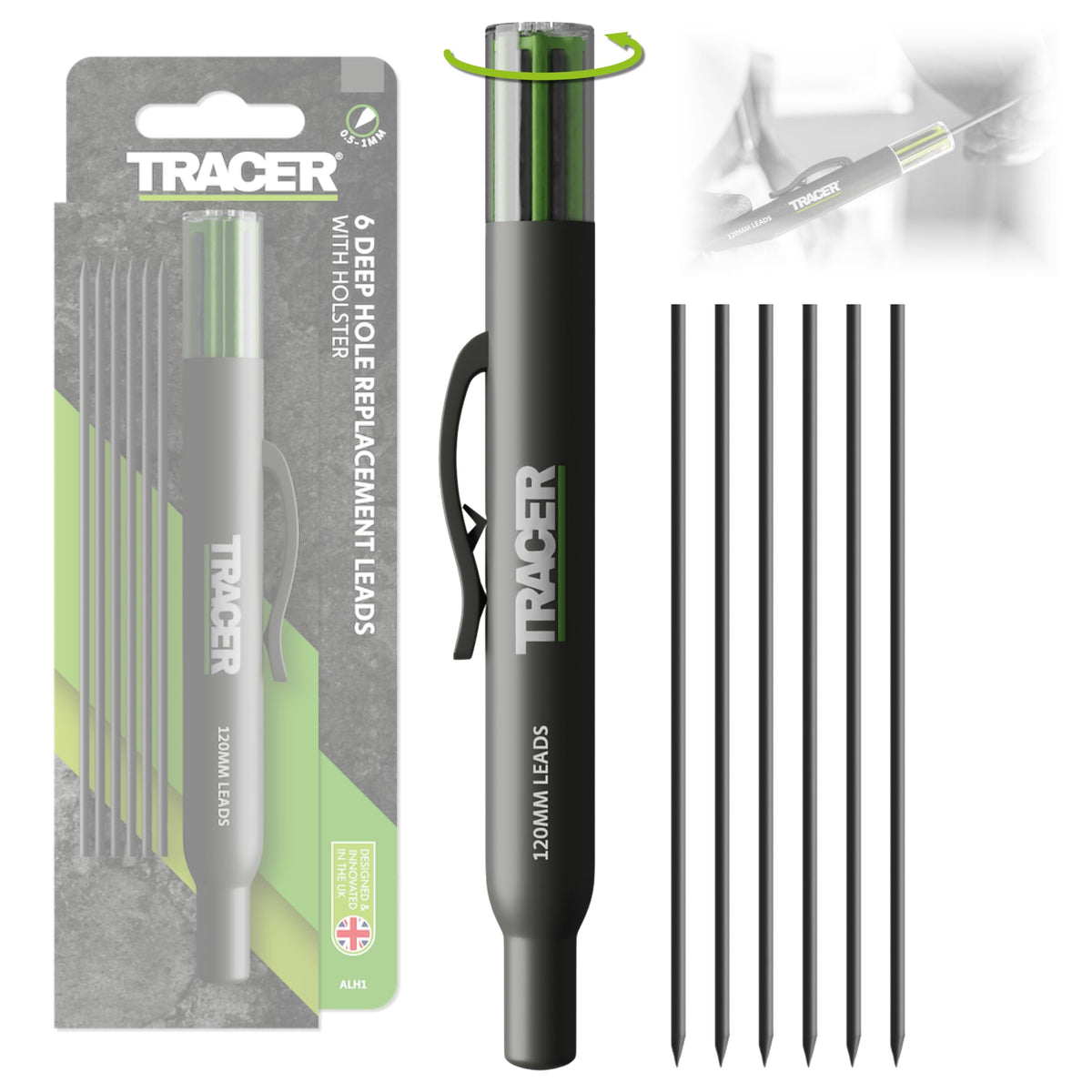 Tracer 6 x Replacement Lead Dispenser (including 6 x 2B Dark Graphite Replacement Leads)