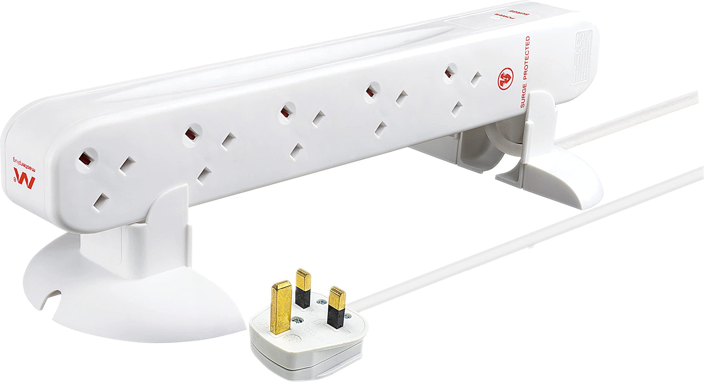 Masterplug Srgtow10110 10-Gang Power Tower Surge Protected Socket with 1 m Extension Lead in White