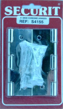 1 pair of 100mm (4") DSW bright chrome door butt hinges