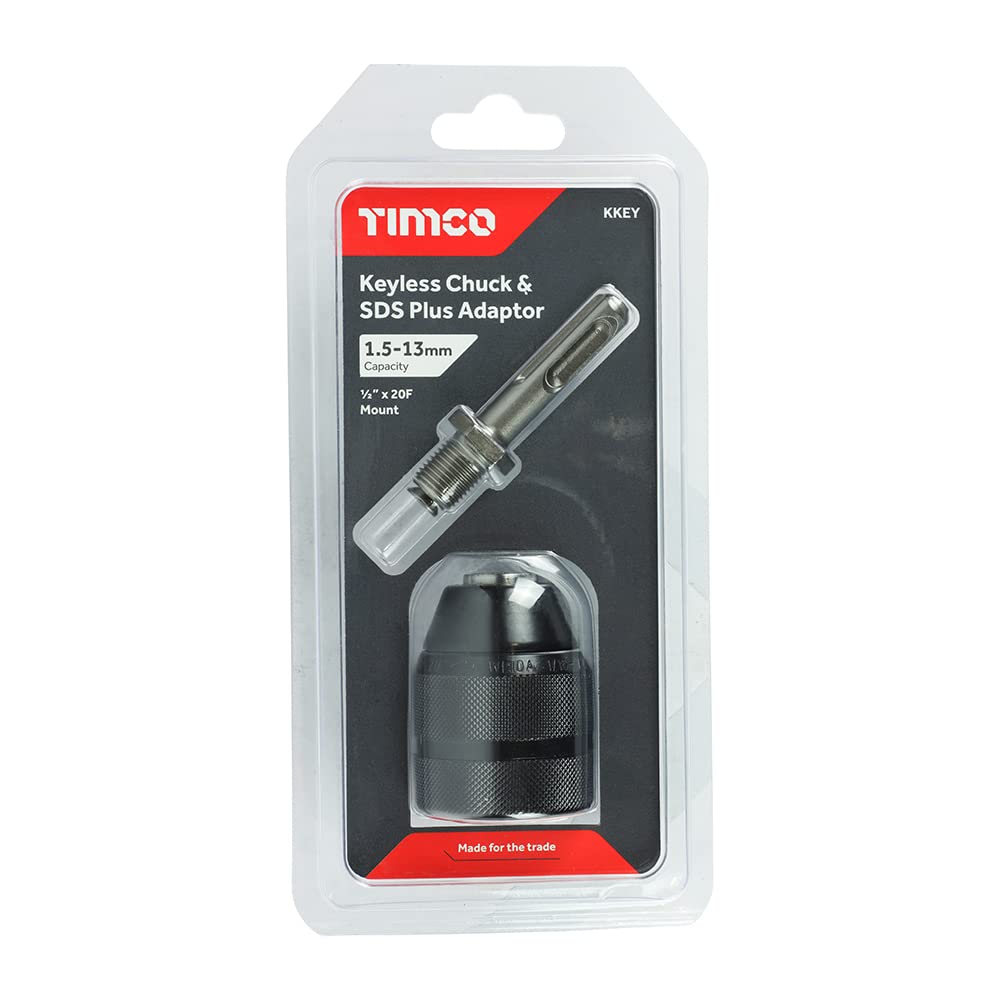 TIMCO Keyless Chuck & SDS Plus Adaptor Set 1/2" - Ideal for impact drills up to 750 watt