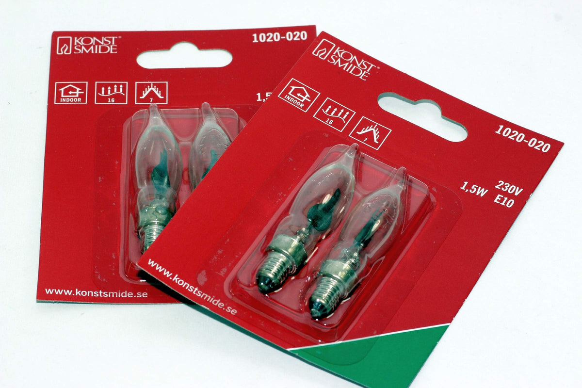 TheOneStopSatShop 4 Pack of KonstsmIde 230V, 1.5W, E10, Flicker Flame Welcome Candle Bridge Bulb