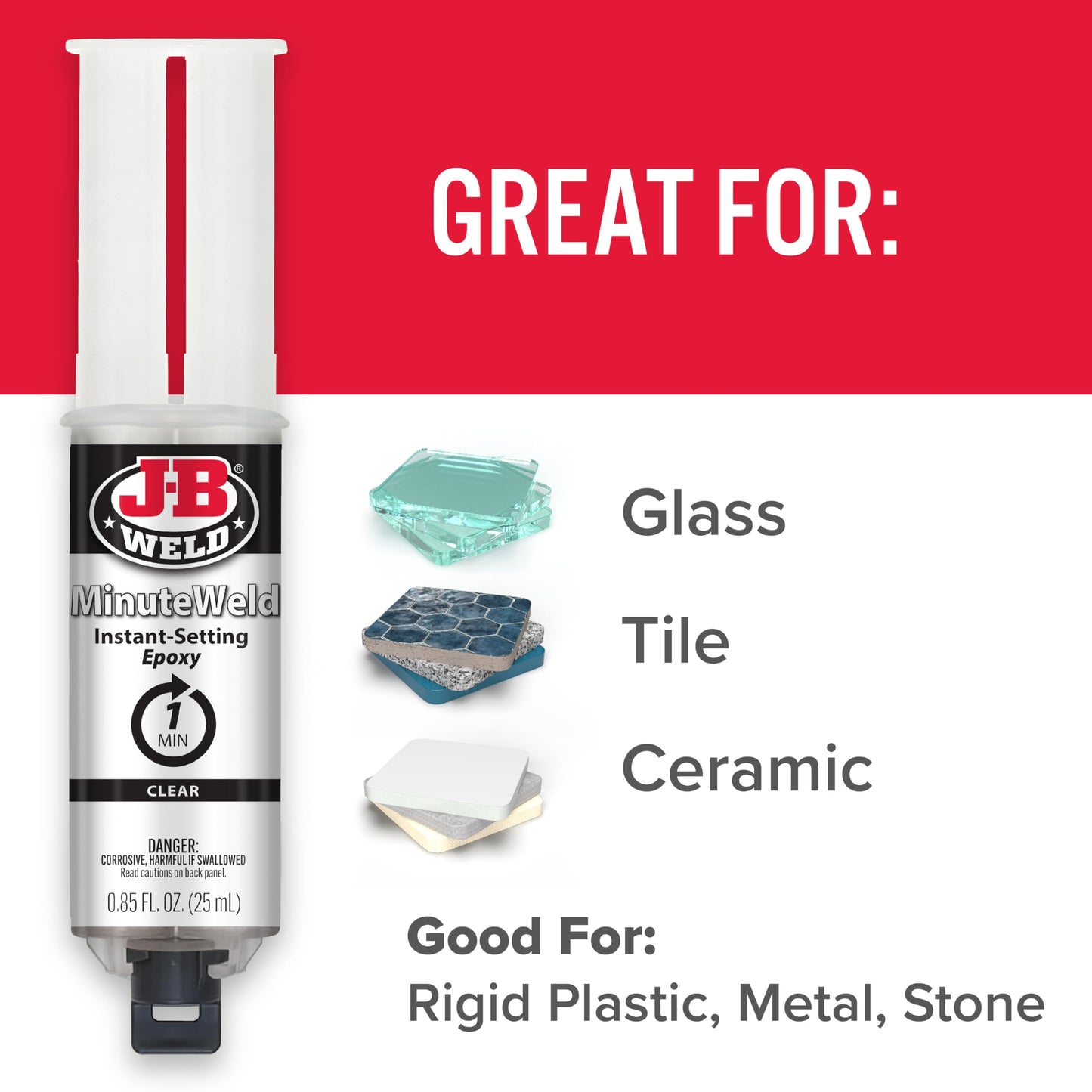J-B Weld 50101 MinuteWeld Epoxy Syringe Simply,25 ml,Clear