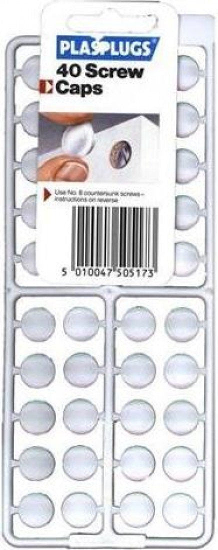 Plasplug Wca517 White Screw Caps (Pack40)