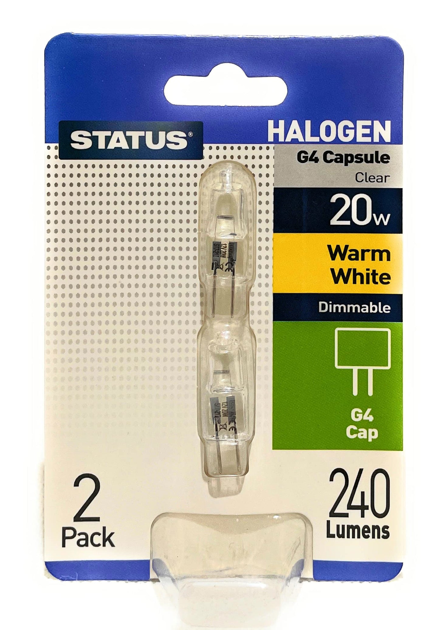 Status G420SHC212 G4 Cap Halogen Capsule Bulb with UV Stop, Clear
