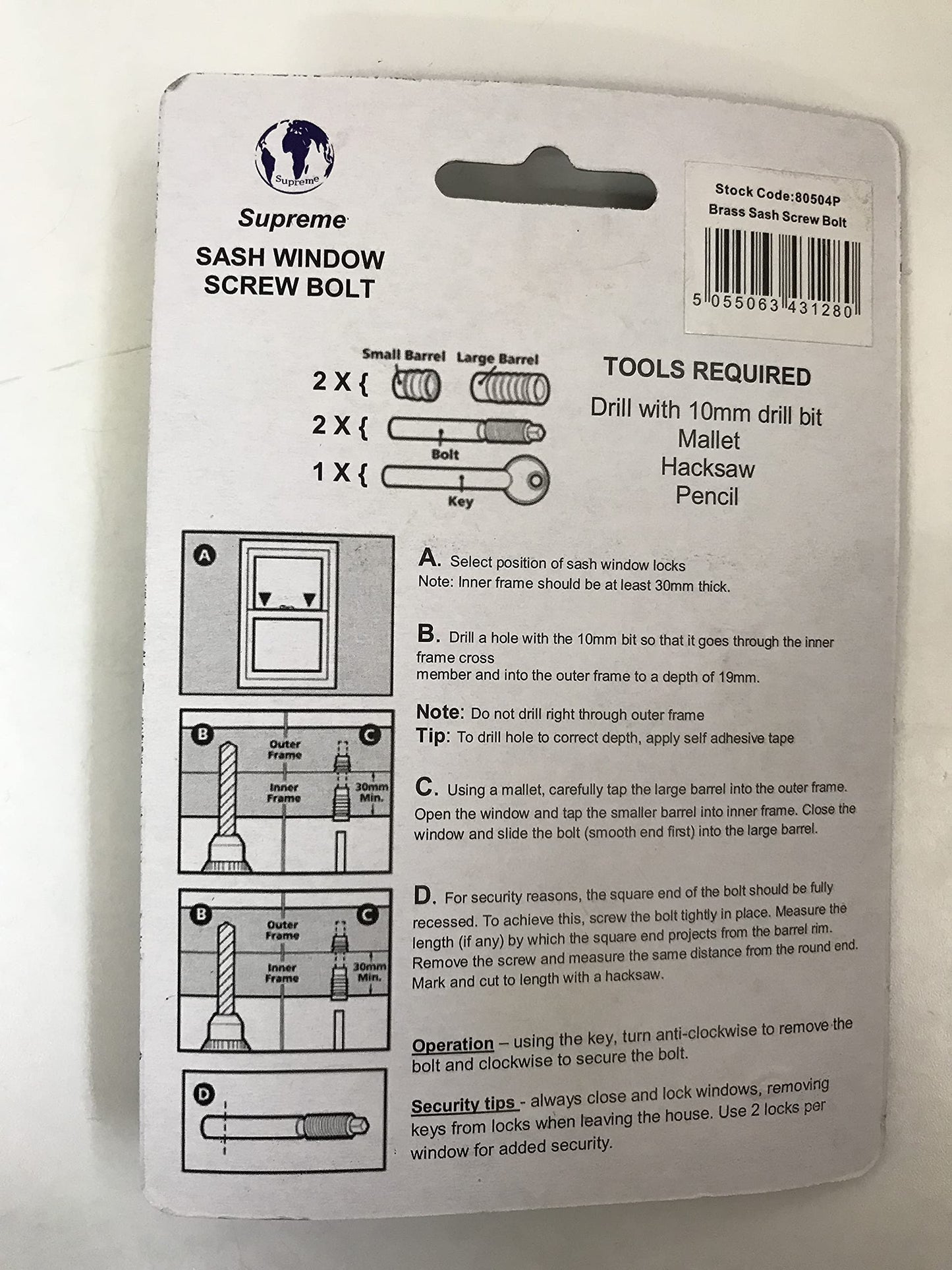Handyfix Sash Window Screw Bolt