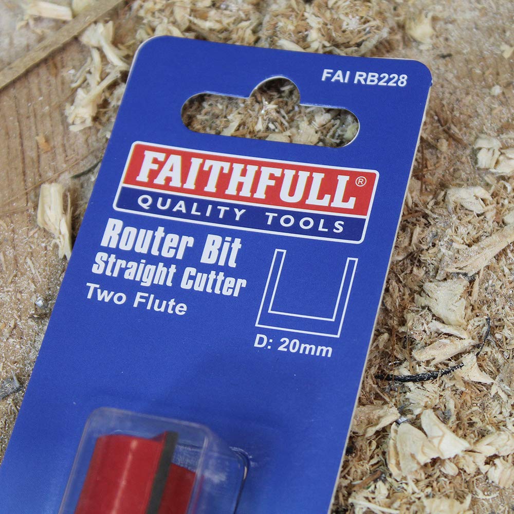 Faithfull FAIRB26 Oberfräsen-Bit, TC, zweischneidig, 1/4 Zoll, 12 mm, Rot/Silber