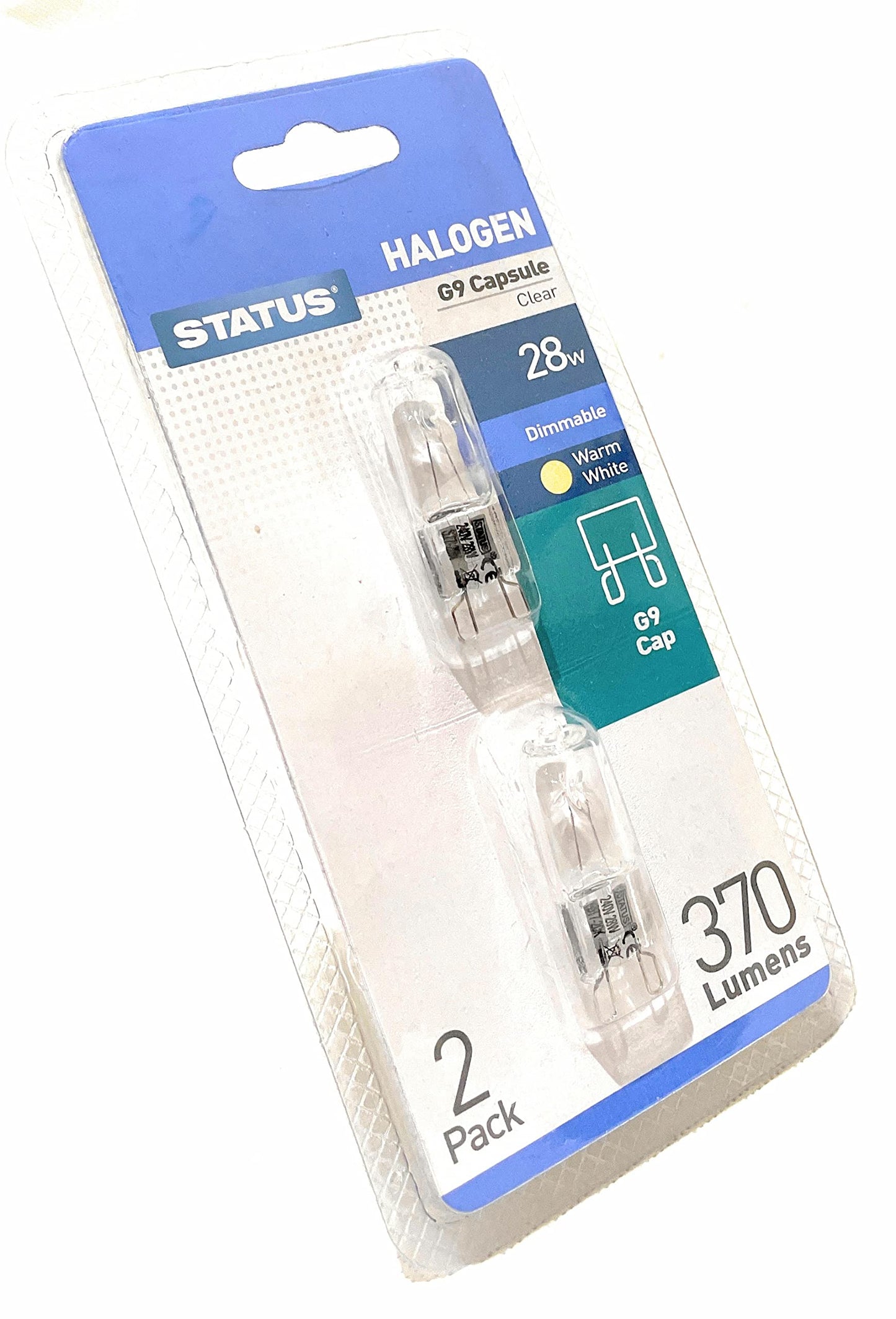 Status G928SHCWF212 G9 Cap Halogen Capsule Bulb with Fuse/ UV Stop, Pack of 2, Clear