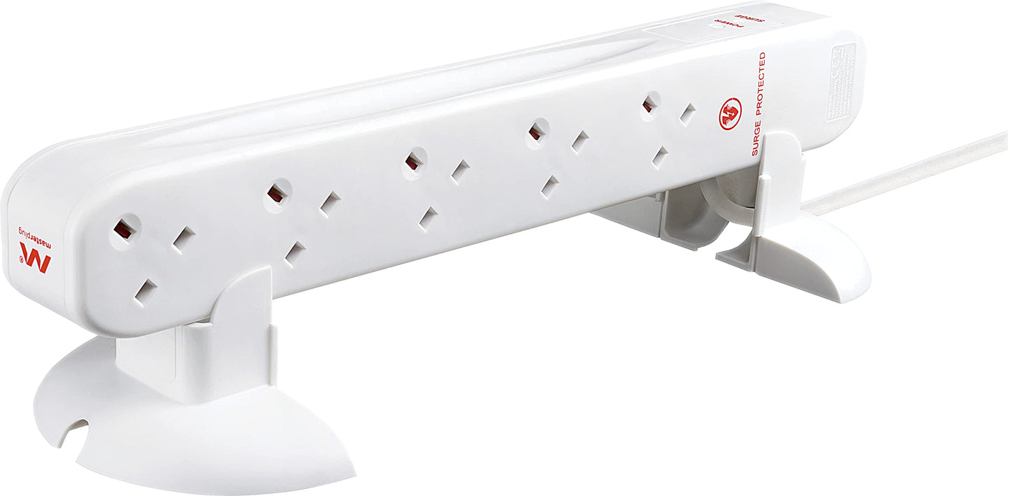 Masterplug Srgtow10110 10-Gang Power Tower Surge Protected Socket with 1 m Extension Lead in White