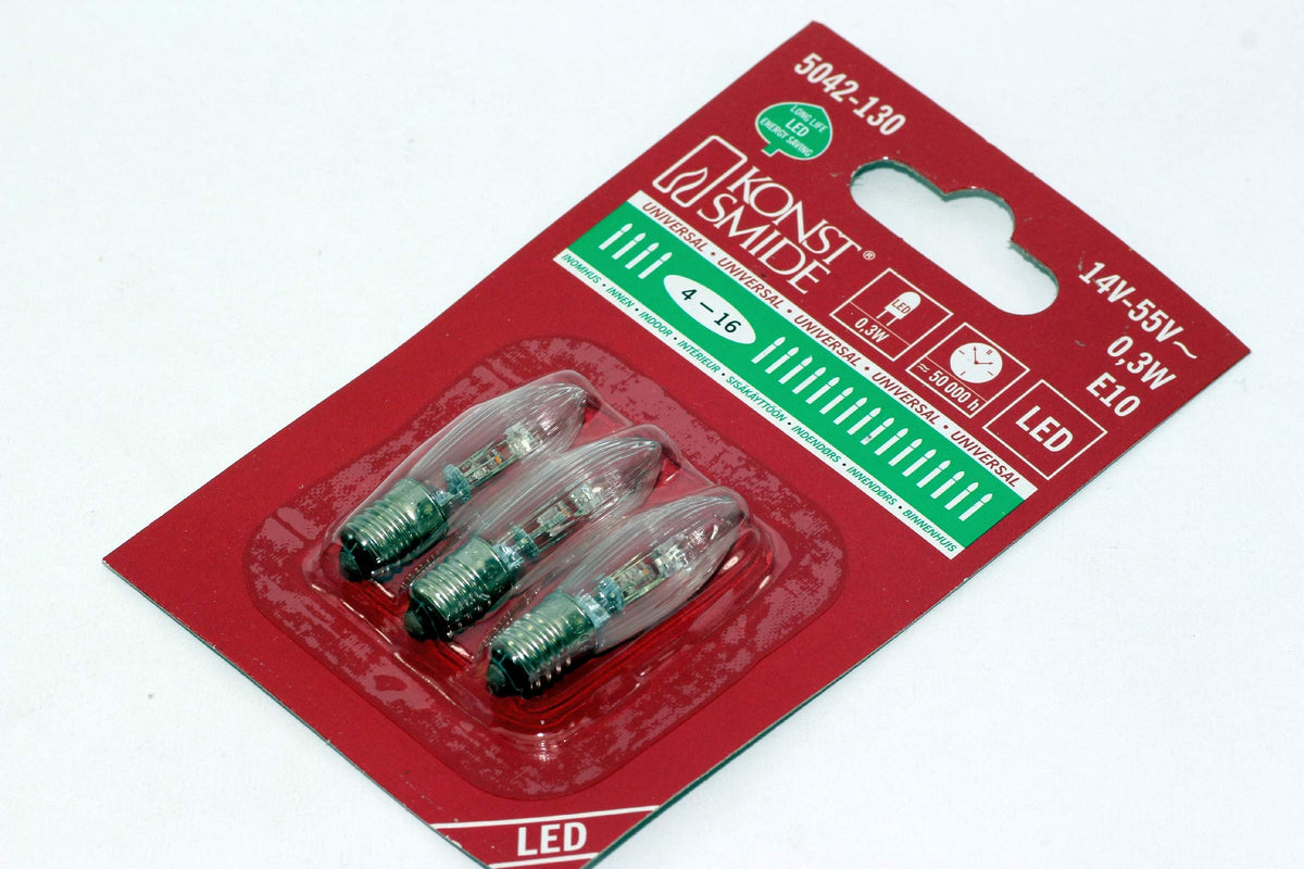 TheOneStopSatShop 9 Pack of Konstsmide LED 14-55V, 0.3W, E10, MES Spare Welcome Candle Bridge Bulb