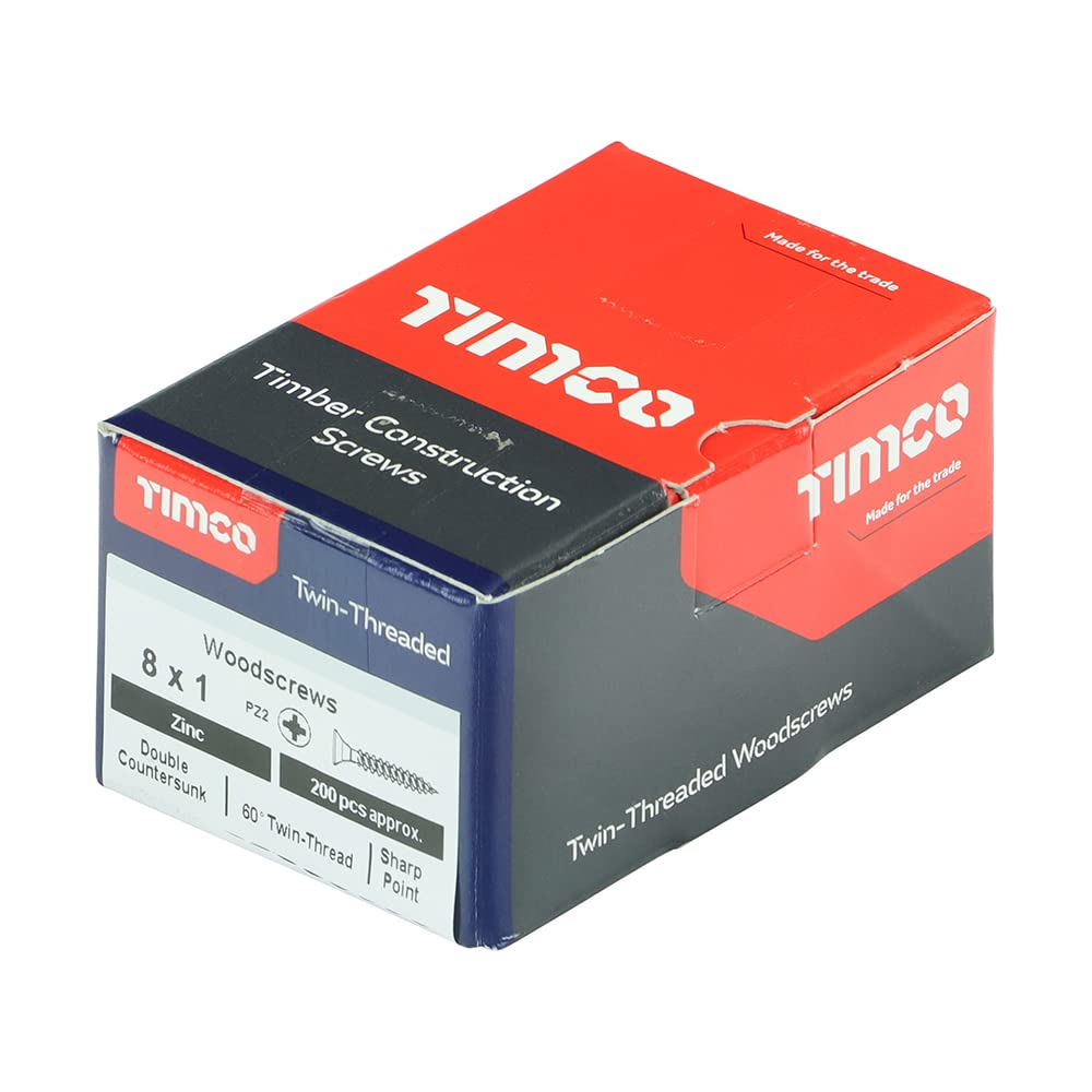 Timco PZ1 CSK BZP Zinc Plated Twin Woodscrew (Box of 200)