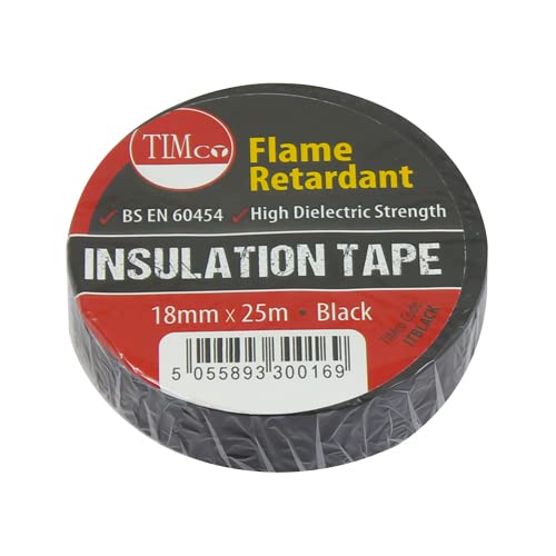 TIMCO PVC Insulation Tape - 25m x 18mm - Black x 10