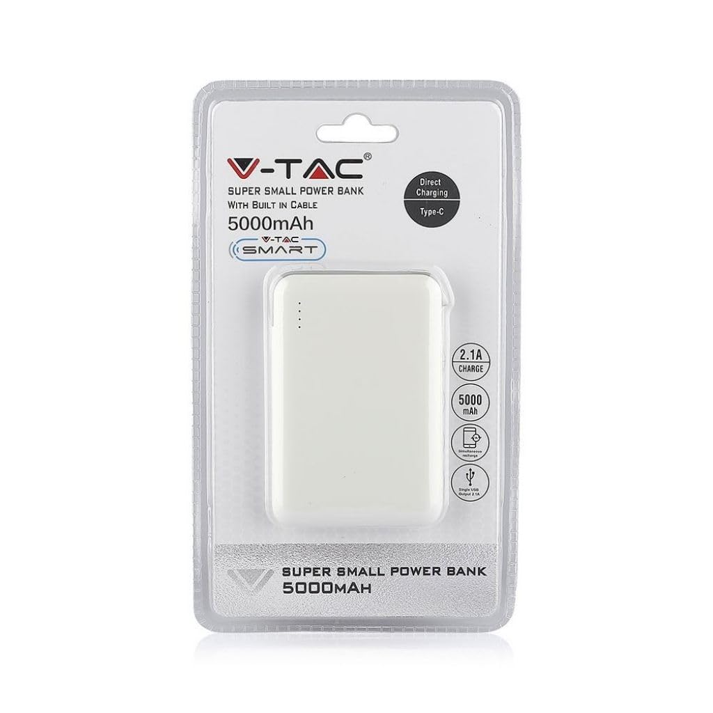 V-tac VT-3510 Compacte powerbank - 5.000 mAh - wit