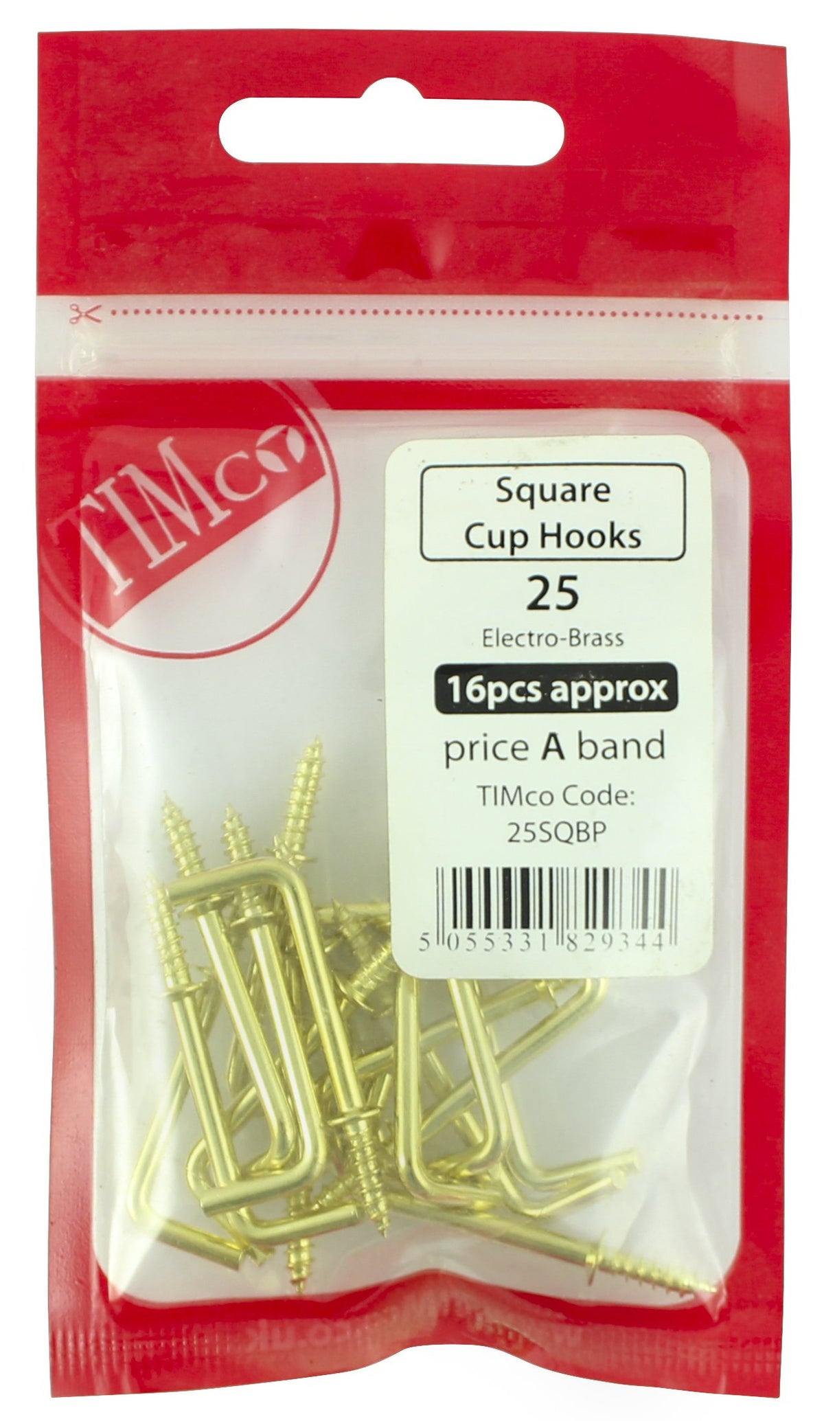 TimCo Square Cup Hooks - E/Brass