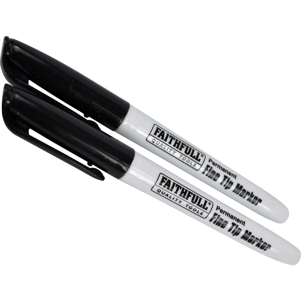 Faithfull Fibre Tip Marker Pen Black (Pack of 2)