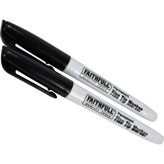 Faithfull Fibre Tip Marker Pen Black (Pack of 2)