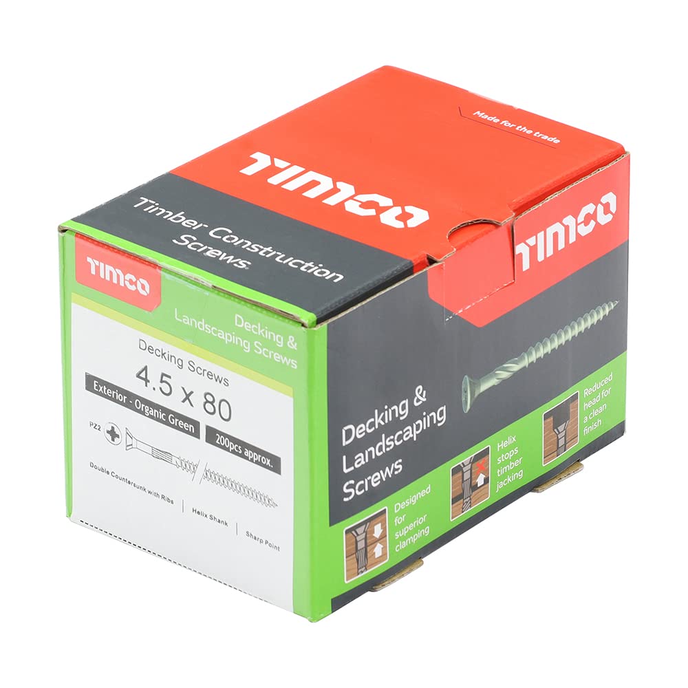 TIMCO Classic Decking Screws - 4.5 x 80 - Exterior - Green - Box of 200