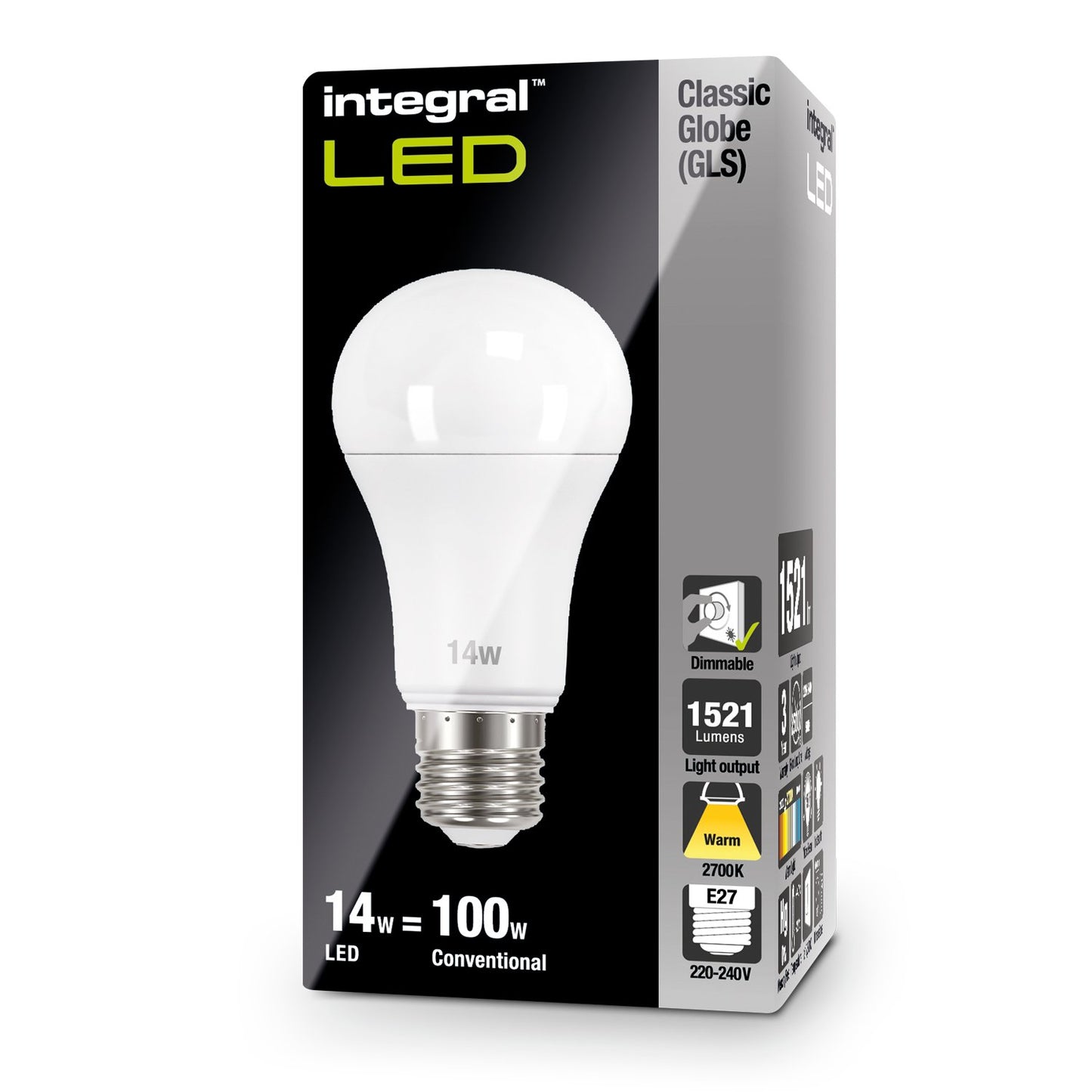 Integral LED Dimmable Frosted GLS Classic Globe Bulb