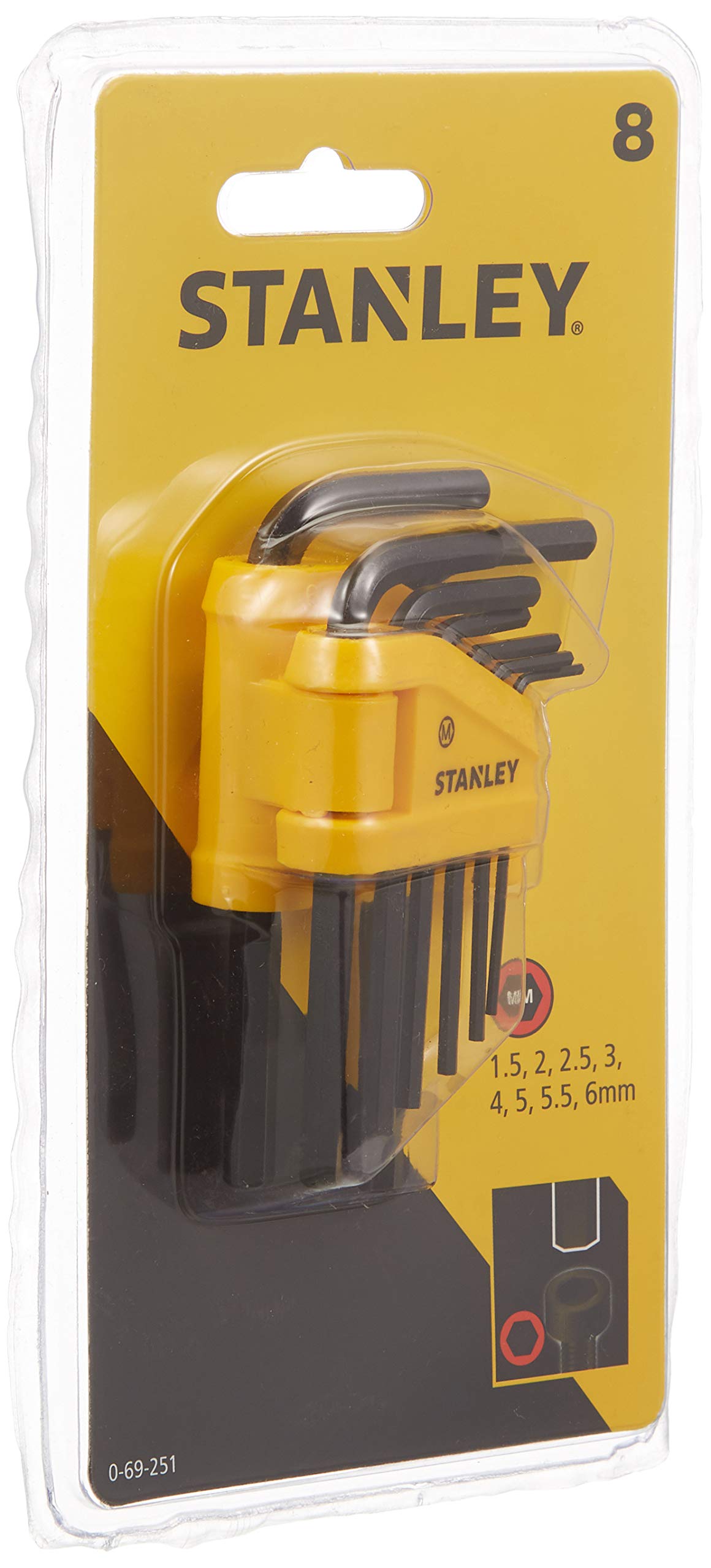 Stanley Sechskantstiftschlüssel-Set, 10-teilig, je 1x 1.5/2/2.5/3/4/5/5.5/6/8/10mm Stiftschlüssel