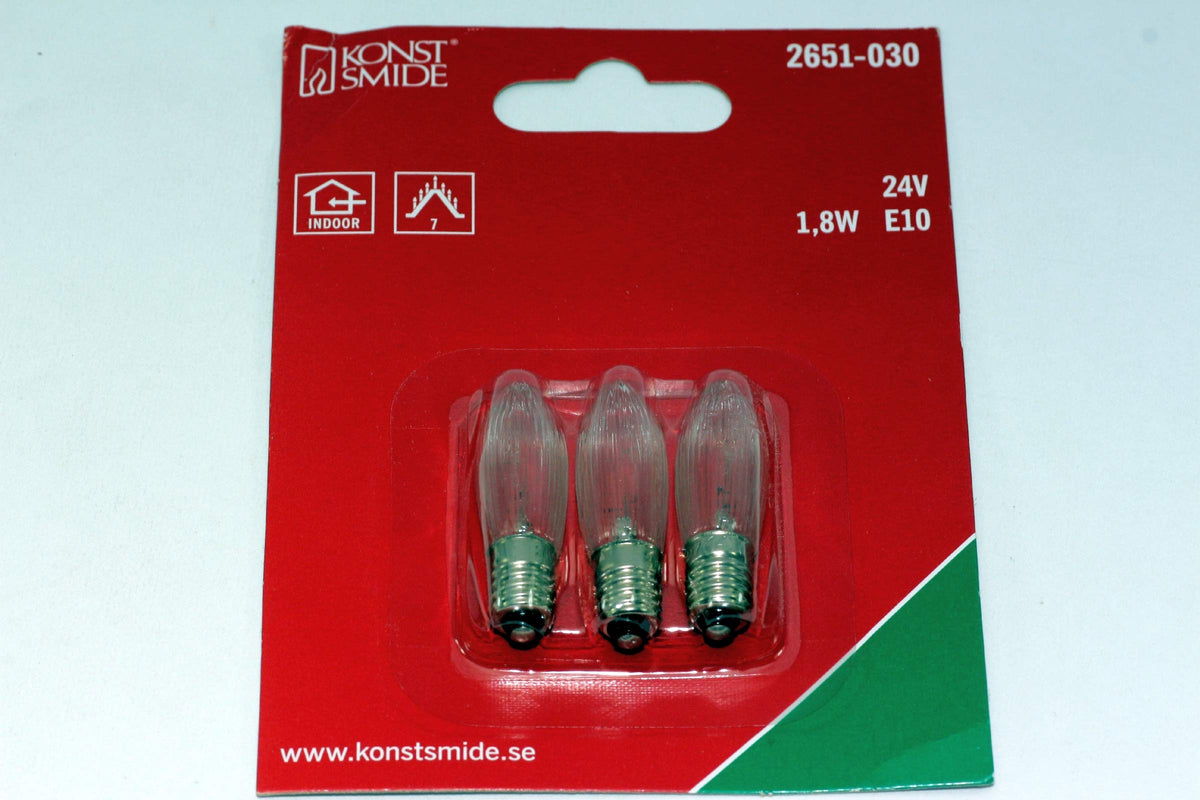 TheOneStopSatShop 6 Pack Of KonstsmIde 24V, 1.8W, E10, MES Spare Welcome Candle BrIdge Bulbs