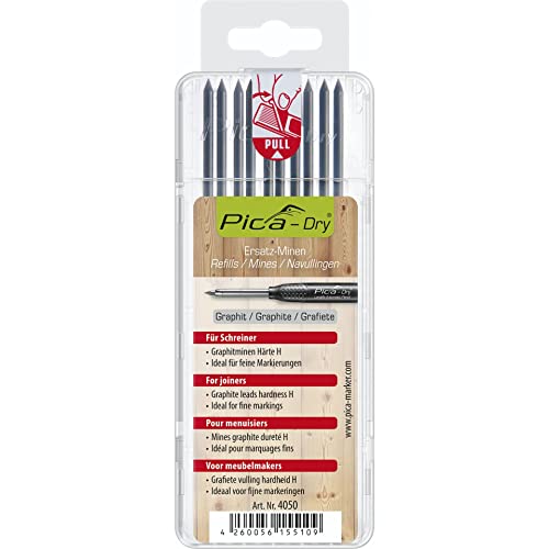 Pica Dry – Pack of 10 Leads Graphite H Carpenters Pencil (with Blister Pack)