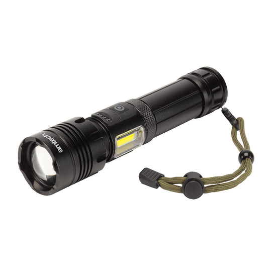Amtech - USB Rechargeable Torch, Super Bright LED Torch Light, Powerful Torch with 7 Lighting Modes, Portable Flashlight for Home DIY, Work Spaces, and Emergency Use (10W)