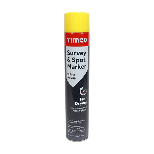 TIMCO Survey and Spot Marker - Ideal for a variety of uses including: highway maintenance, site excavation, turf marking - 750ml - Yellow