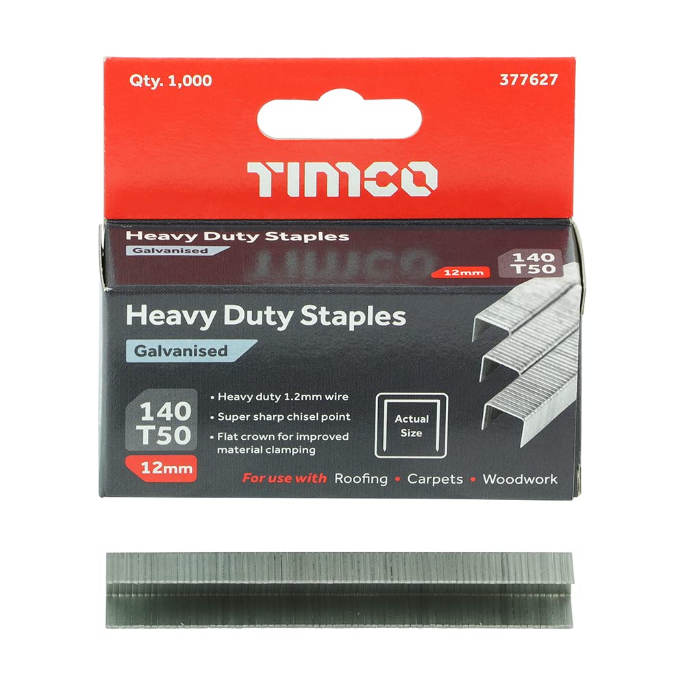 TIMCO Heavy Duty Staples - Chisel Point - Galvanised 12mm - Box of 1000