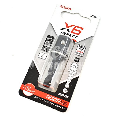 TIMCO X6 Impact Adaptor - This impact resistant quick change adaptor is for converting a 1/4” hex drive into a male 1/2” socket adaptor - 1/2 x 50