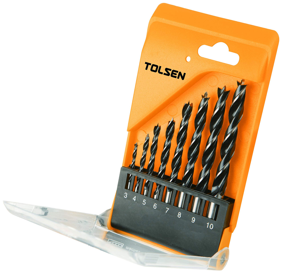 Tolsen Wood Drill Bit 8piece Set in Case [3-4-5-6-7-8-9-10MM]