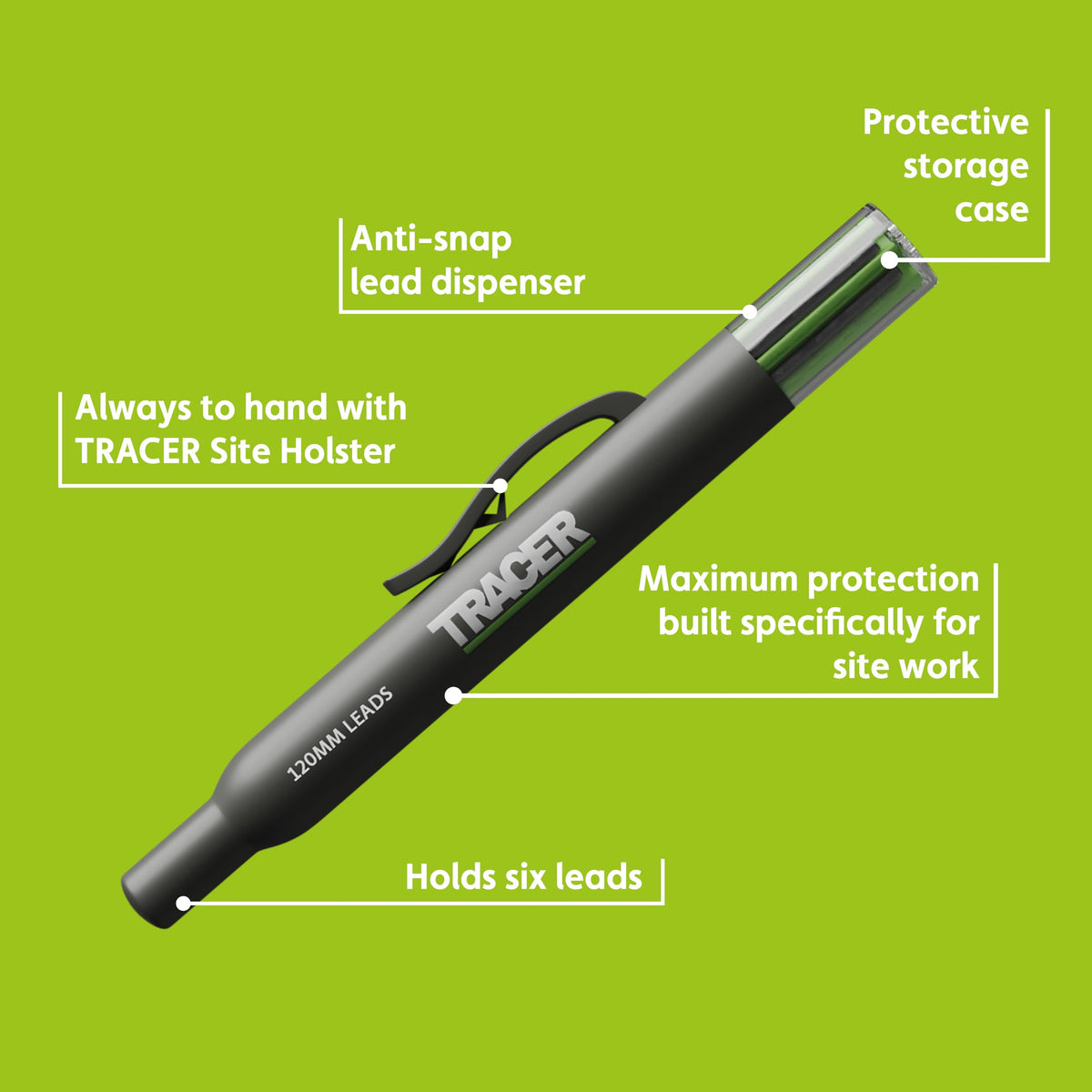 Tracer 6 x Replacement Lead Dispenser (including 6 x 2B Dark Graphite Replacement Leads)