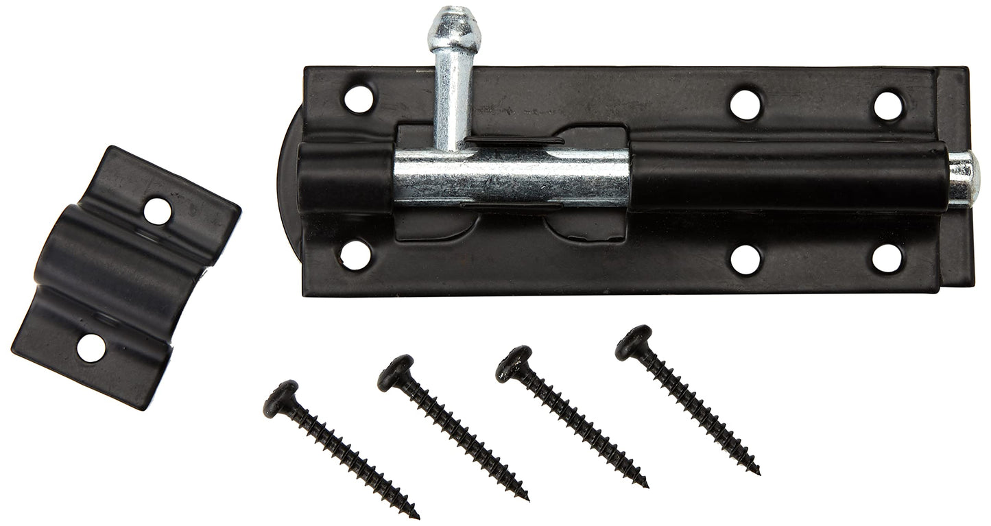 TIMCO Straight Tower Bolt - Black - 4" - TBS4BP
