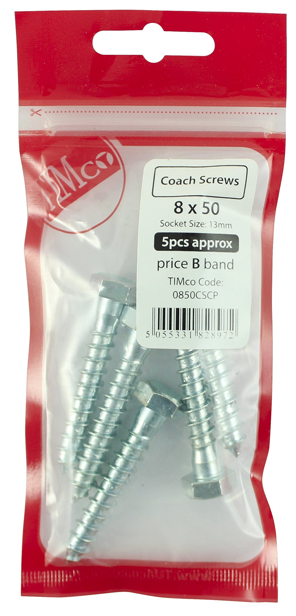 TIMco 06100CSCP BZP Coach Screw - Silver (Box of 10)