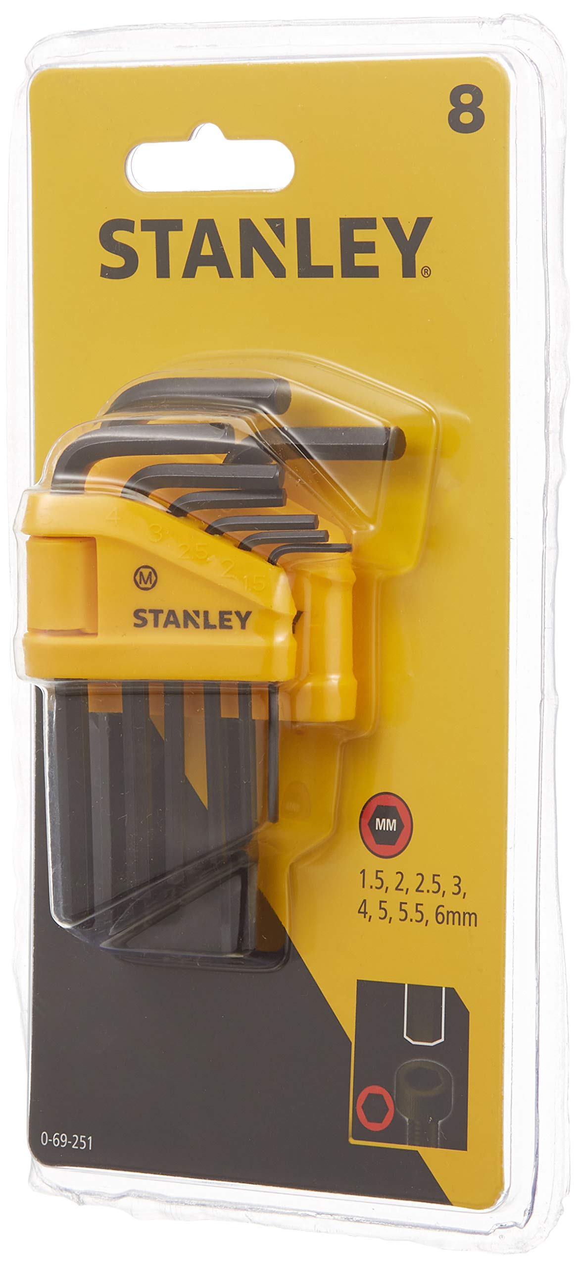 Stanley Sechskantstiftschlüssel-Set, 10-teilig, je 1x 1.5/2/2.5/3/4/5/5.5/6/8/10mm Stiftschlüssel