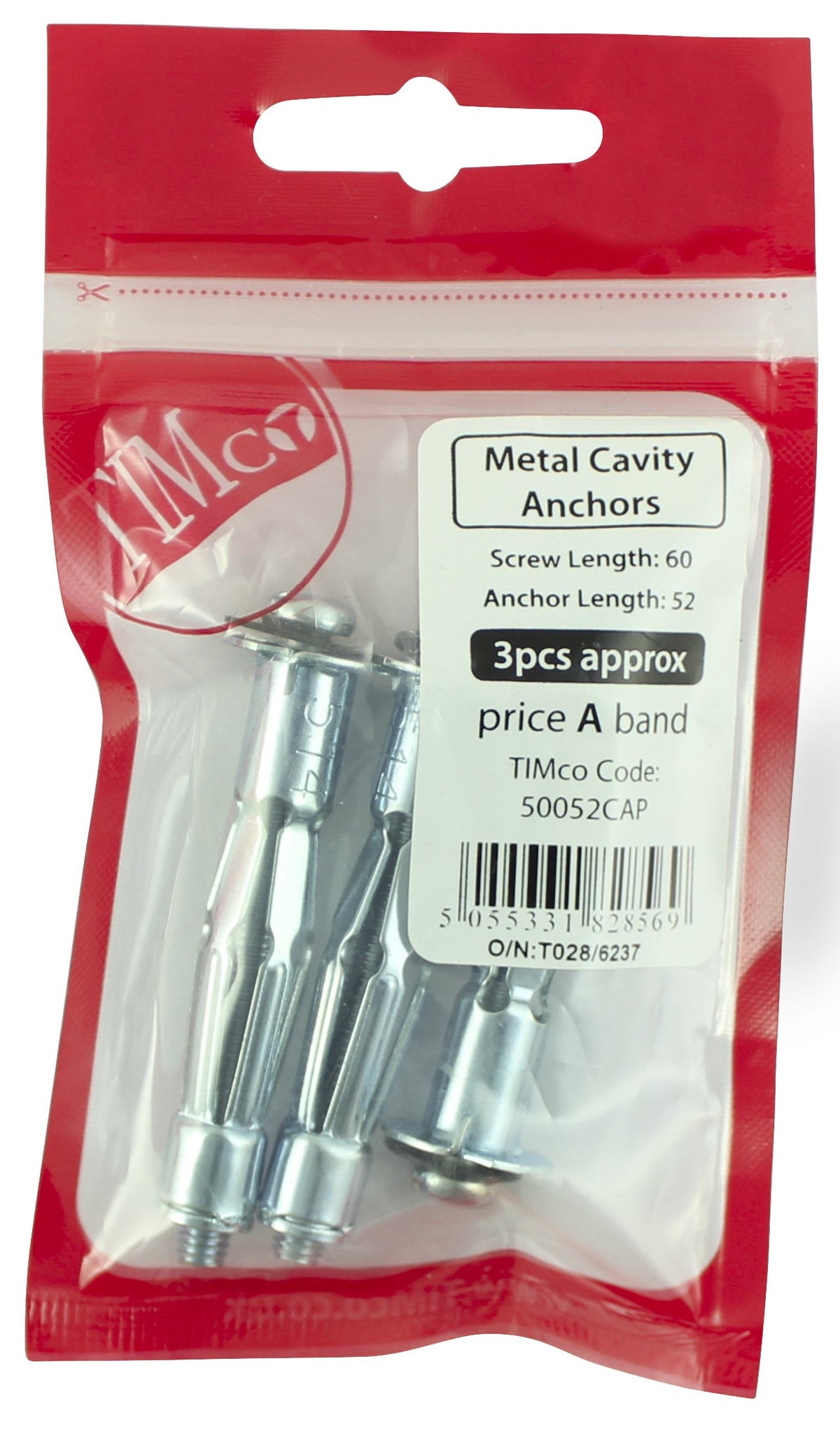 TIMco 50037CAP 45mm Metal Cavity Anchor Screw - Silver (Box of 4)