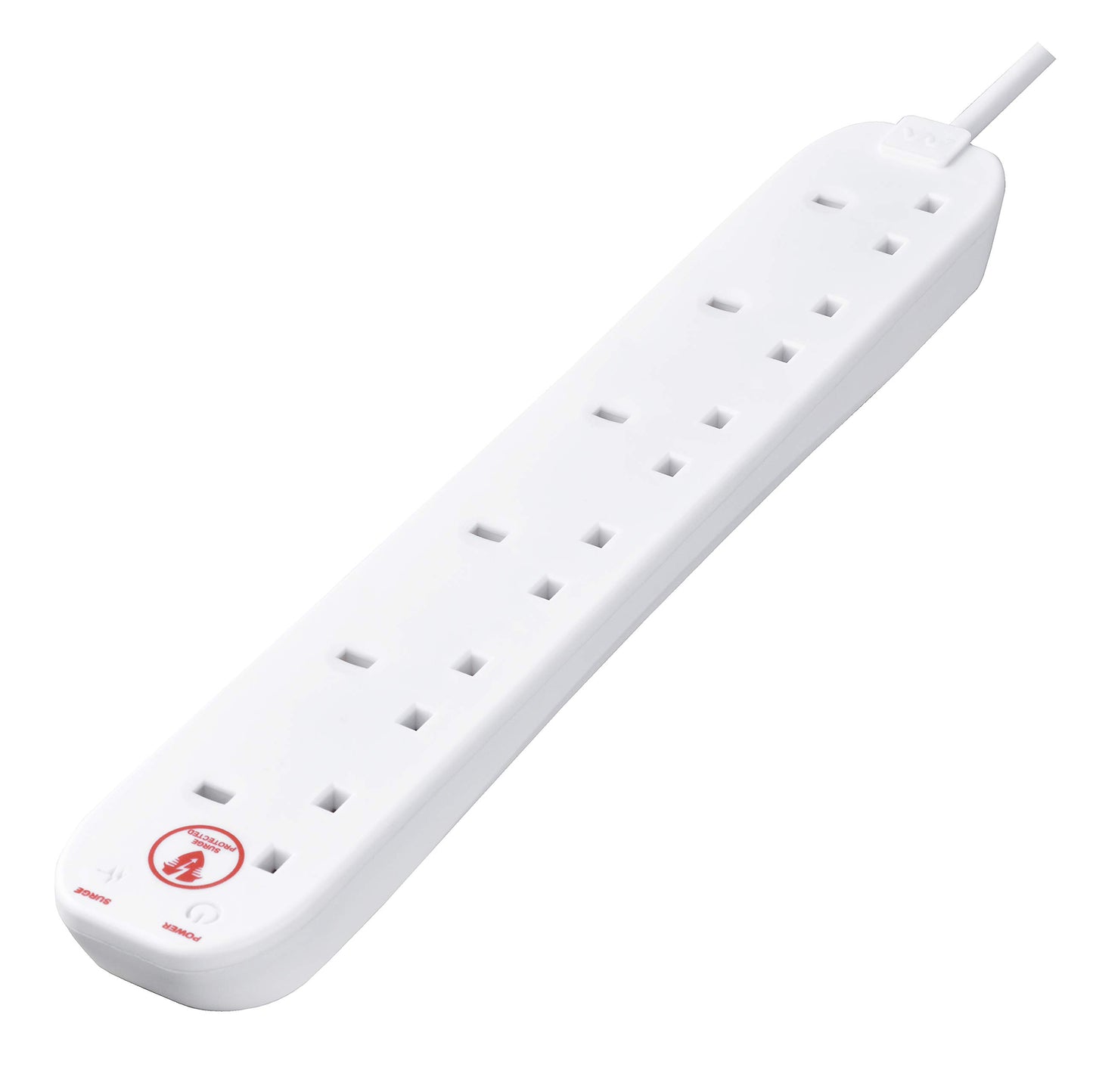Masterplug Srgtow10110 10-Gang Power Tower Surge Protected Socket with 1 m Extension Lead in White