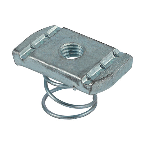 M8 Short Spring Channel Nuts - Pack of 10 - Bright Zinc Plated