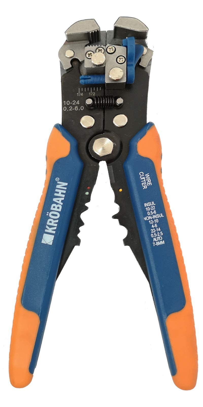 KROBAHN Automatic Wire Stripper 8" Soft Grip Handle Chrome Vanadium Steel