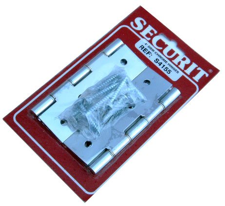 1 pair of 100mm (4") DSW bright chrome door butt hinges